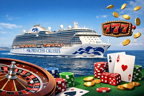 Cassino Gatsby’s modernizado a bordo do navio de cruzeiro Crown Princess após reforma em Singapura